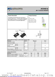 AO3401A datasheet pdf Alpha & Omega Semiconductor