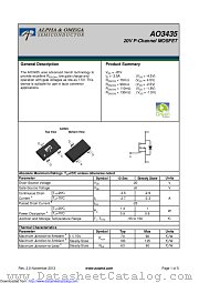 AO3435 datasheet pdf Alpha & Omega Semiconductor