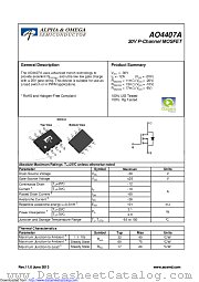 AO4407A datasheet pdf Alpha & Omega Semiconductor
