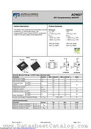 AO4627 datasheet pdf Alpha & Omega Semiconductor