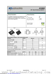 AO4882 datasheet pdf Alpha & Omega Semiconductor