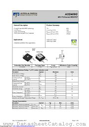 AOD409G datasheet pdf Alpha & Omega Semiconductor