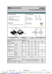 AOD661 datasheet pdf Alpha & Omega Semiconductor