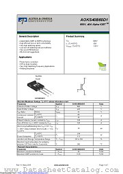 AOKS40B60D1 datasheet pdf Alpha & Omega Semiconductor
