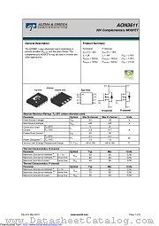 AON3611 datasheet pdf Alpha & Omega Semiconductor