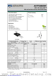AOTF20B65M1 datasheet pdf Alpha & Omega Semiconductor