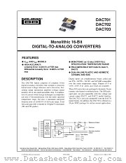 DAC702 datasheet pdf Burr Brown