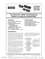 DAC7800, DAC7801, DAC7802 datasheet pdf Burr Brown