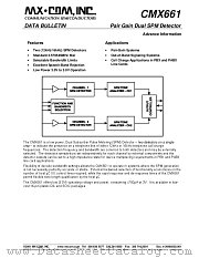 CMX661 datasheet pdf CONSUMER MICROCIRCUITS LIMITED