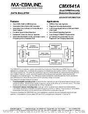 CMX641A datasheet pdf CONSUMER MICROCIRCUITS LIMITED