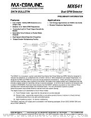 MX641 datasheet pdf CONSUMER MICROCIRCUITS LIMITED