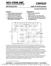 CMX625 datasheet pdf CONSUMER MICROCIRCUITS LIMITED