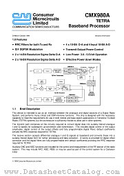 CMX980A datasheet pdf CONSUMER MICROCIRCUITS LIMITED