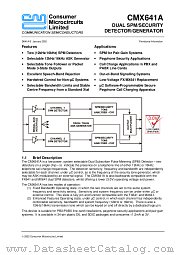 CMX641A datasheet pdf CONSUMER MICROCIRCUITS LIMITED