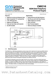 CMX218 datasheet pdf CONSUMER MICROCIRCUITS LIMITED
