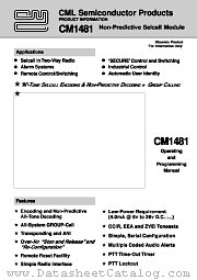 CM1481 datasheet pdf CONSUMER MICROCIRCUITS LIMITED