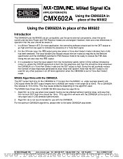 CMX602A datasheet pdf CONSUMER MICROCIRCUITS LIMITED