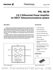 PBL40309 datasheet pdf Ericsson Microelectronics