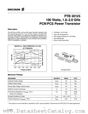 PTB20125 datasheet pdf Ericsson Microelectronics