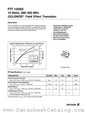 PTF102028 datasheet pdf Ericsson Microelectronics