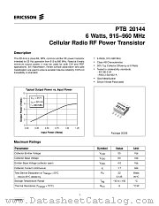 PTB20144 datasheet pdf Ericsson Microelectronics