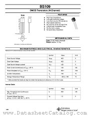 BS109 datasheet pdf General Semiconductor
