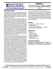 MICRF501 datasheet pdf Micrel Semiconductor