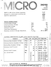 2N2193 datasheet pdf Micro Electronics