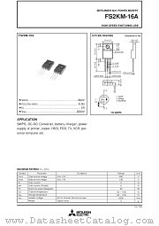 FS2KM-16A datasheet pdf Mitsubishi Electric Corporation