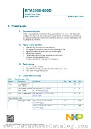BTA2008-600D datasheet pdf NXP Semiconductors