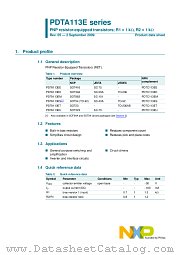 PDTA113EU datasheet pdf NXP Semiconductors