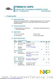 PSMN016-100PS datasheet pdf NXP Semiconductors