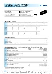 R12V15 datasheet pdf Recom International Power