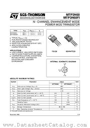 MTP3N60 datasheet pdf SGS Thomson Microelectronics