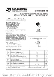 STB60NE06-16 datasheet pdf SGS Thomson Microelectronics
