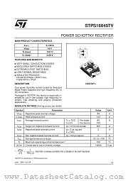 STPS16045TV datasheet pdf SGS Thomson Microelectronics