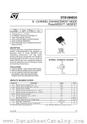 STB19NB20 datasheet pdf SGS Thomson Microelectronics
