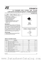 STB40NF10 datasheet pdf SGS Thomson Microelectronics