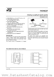 74VHC27 datasheet pdf SGS Thomson Microelectronics