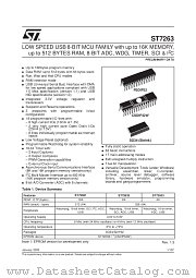 ST7263 datasheet pdf SGS Thomson Microelectronics