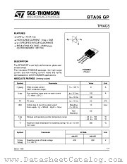 BTA06-GP datasheet pdf SGS Thomson Microelectronics