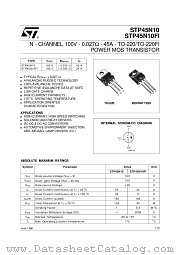 STP45N10 datasheet pdf SGS Thomson Microelectronics