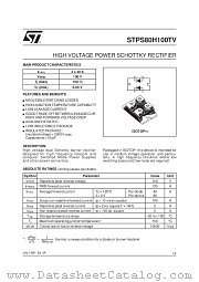 STPS80H100TV datasheet pdf SGS Thomson Microelectronics