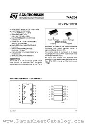 74AC04 datasheet pdf SGS Thomson Microelectronics