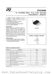 STN1NB80 datasheet pdf SGS Thomson Microelectronics