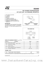 SD2903 datasheet pdf SGS Thomson Microelectronics