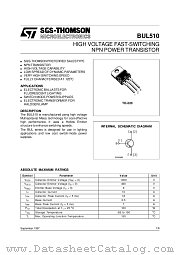 BUL510 datasheet pdf SGS Thomson Microelectronics