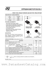 STPS20H100CF datasheet pdf SGS Thomson Microelectronics