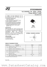 STGD3NB60SD datasheet pdf SGS Thomson Microelectronics