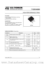 T1235-600G datasheet pdf SGS Thomson Microelectronics